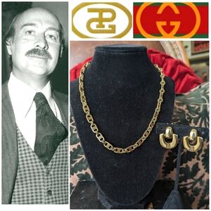 RARE‼️2PC💯GUCCI WEB DOOR-KNOCKER  CLIPS & NECKLACE BY PAOLO GUCCI